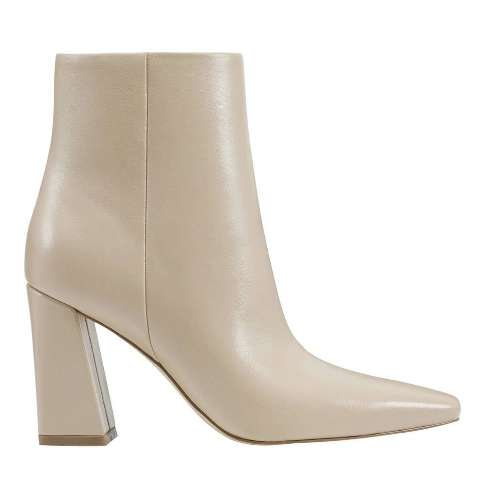 Marc Fisher Yanara Leather Block Heel Bootie Light Natural 6 NWT Effortless